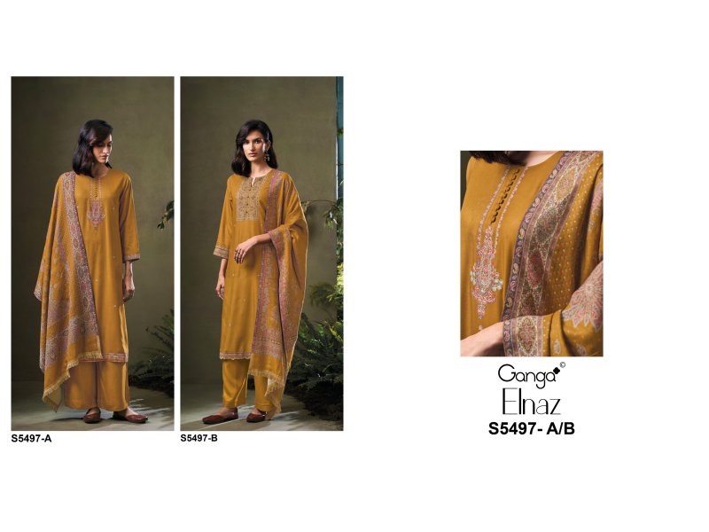 Elnaz 5497 By Ganga Pure Pashmina Dress Material
